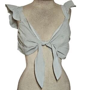 Gray Gingham Crop Top Size Medium